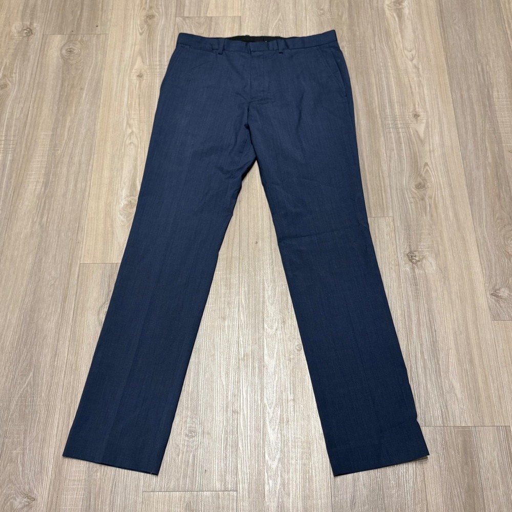 Theory Marlo Bremen Dress Pants 32 Blue 100% Virgin Wool Tailored Slim
